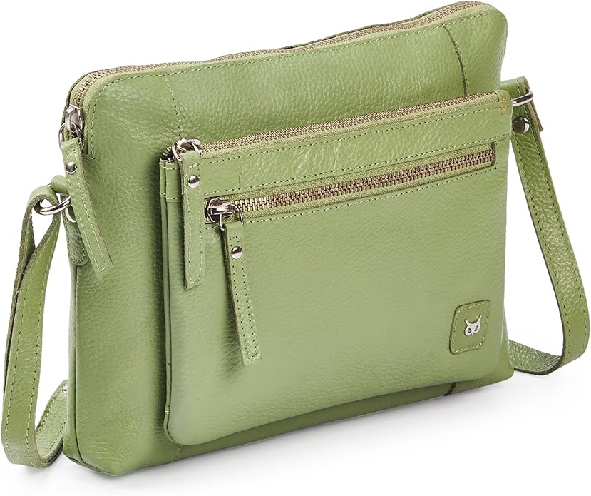 Wise Owl Accessories Small Soft Pebbled Real Leather Crossbody Handbags Purses Sling Crossover Shoulder Bag