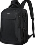 Voova Travel Laptop Backpack, Business Work Laptop Backpack for Women & Men with USB Charging Port, Waterproof Slim Durable College Computer Bag Fits 15.6 Inch Laptops and Notebook, Black