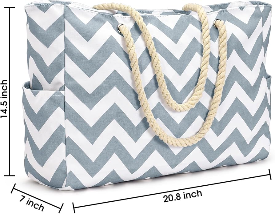Becokan Beach Bags for Women Large Waterproof Beach Tote Bag Zipper Beach Bags Waterproof Sandproof Swim Pool Bag Large Tote