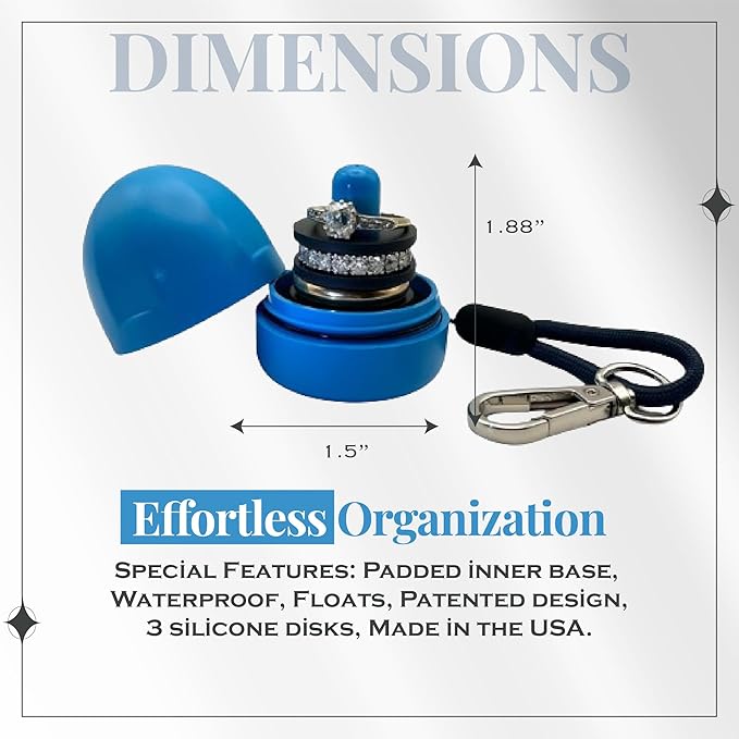 RING THING - Ring Holder Keychain, Jewelry Organizer and Storage, Portable Waterproof Ring Holder, Pill Box Keychain Container, Gym Accessory, and Travel Ring Case (Sky Blue)