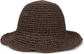 Womens Wide Brim Straw Sun Hat Foldable Floppy Crochet Beach Hat for Summer