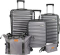 Luggage Sets 3 Piece(20/24/28)-Suitcase Set- Luggage with Wheels-PC + ABS Durable Lightweight Rotating hardshell suitcase 5PCS (Metallic Grey)…