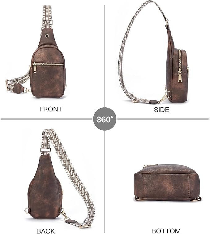 Telena Small Sling Bag for Women Leather Crossbody Fanny Packs Chest Bag for Women
