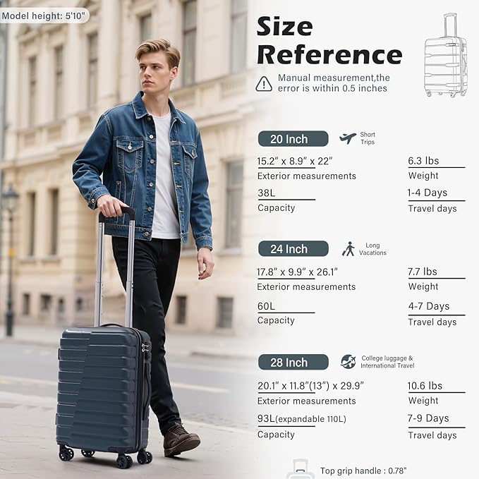 Coolife 20-Inch Small Carry on Hardside PC+ABS Spinner TSA Lock Telescopic Luggage Handle（20in-brown）