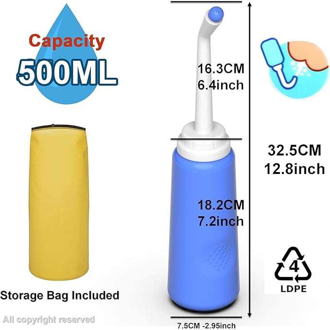 2PCS Portable Bidet - Squeeze Momwasher Bottle 500ml 17oz - Portable Shower-Travel Bidet Toilet Bottle for Adult Women,Postpartum Care,Hemorrhoids,Post-Surgery Recovery, Moms,New Baby & Eldery