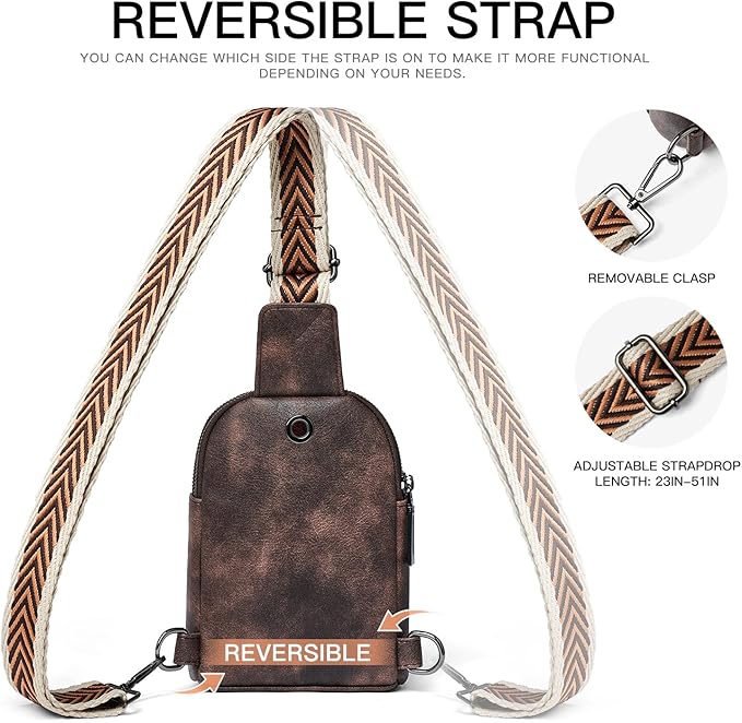 7L Sling Bag for Women Men Leather Small Sling Backpack Daypack Anti Theft Fanny Pack Crossbody Purse Travel