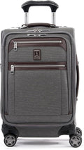 Travelpro Platinum Elite Softside Expandable Carry on Luggage, 8 Wheel Spinner Suitcase, USB Port, Laptop and Tablet Sleeves, Men and Women, Vintage Grey, Carry On 20-Inch