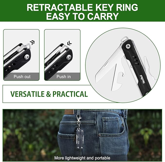 NexTool Mini Sailor S11 Keychain Multitool, 11-in-1 Compact EDC Pliers with Pocket Knife, Scissors & Screwdrivers, Lightweight Small Multitool for DIY, Travel, Camping, and Gift, Cool Gadget for Men