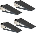 Shackcom Rubber Door Stopper Wedge, 4 Pack Black Heavy Duty Door Stop Suitable for All Floor Types, with Stainless Steel Hangers for Easy Storage, Prevents Unwanted Slams and Bumps