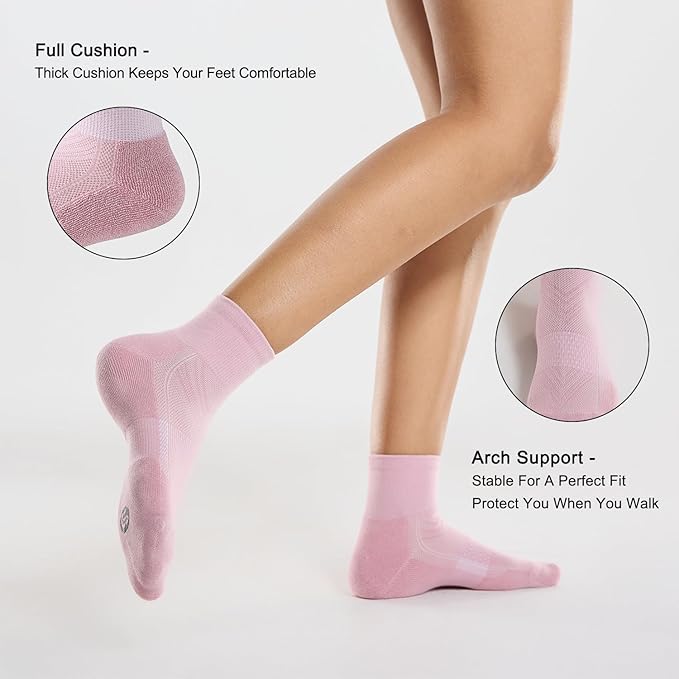 CS CELERSPORT 6 Pairs Women's Running Ankle Socks Athletic Sport Socks Cushioned