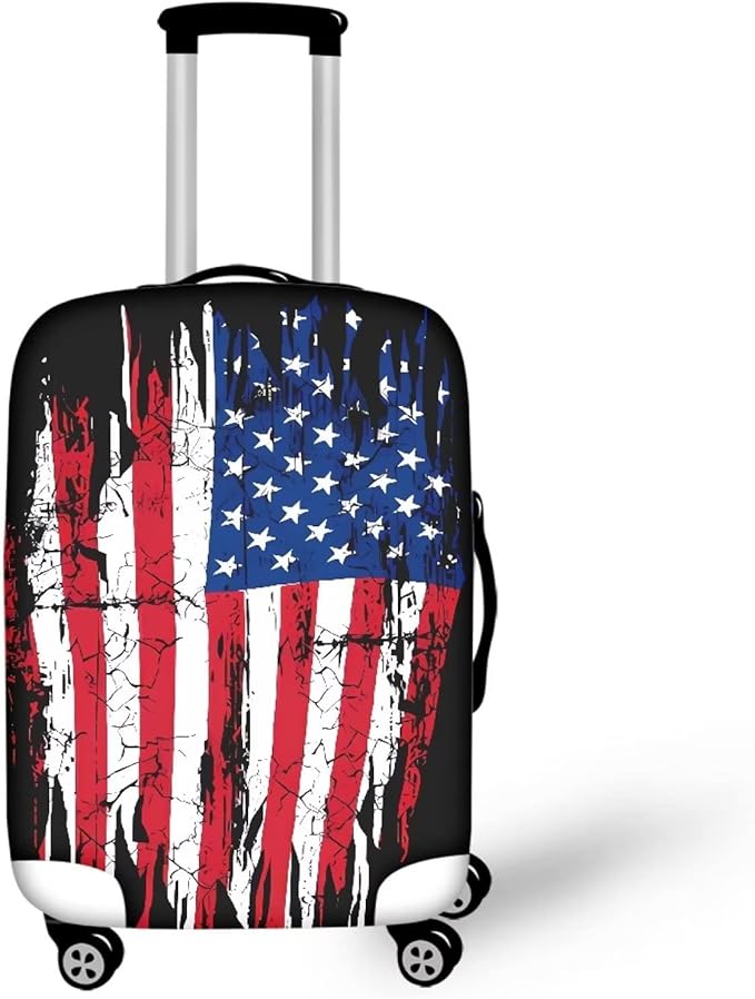 USA Flag Star Stripes Flag Luggage Covers Protector Elastic Spandex Baggage Case Fit 22-25 Inch, 4th of July Independence Day, American Flag Travel Suitcase Cover, Patriotic Flag
