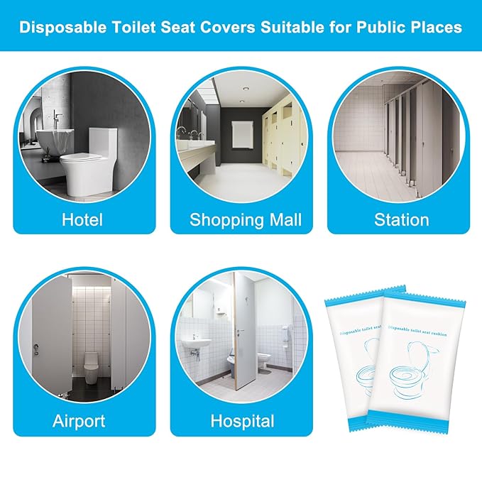 20 Pack Disposable Toilet Seat Cover Waterproof Non-Woven Fabric, Disposable Toilet Seat Covers for Travel, Disposable Seat Covers for Outing Hotel Hospital Public Toilet (Individual Package)