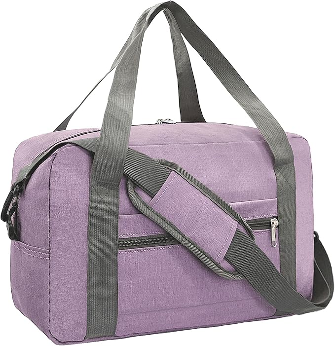 Foldable Carry on Luggage Bag 22x14x9 Personal Item Bag for Airplanes Travel Duffel Bag for Women and Men (40L, Purple)