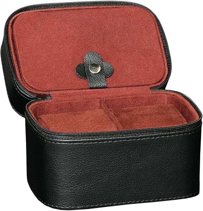 ROTHWELL 2 Watch Travel Case Storage Organizer for 2 Watches | Tough Portable Protection w/Zipper Fits All Wristwatches & Smart Watches Up to 50mm (Black/Red)
