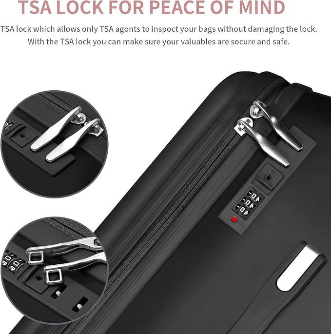 LemoHome Expandable Luggage with Spinner Wheels,Large Suitcases with Child Seat Design,Hard Luggage for Women and Men,20 inch Hardside Carry on Luggage for Travel (Black visor)