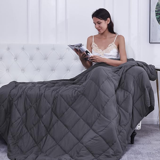 Weighted Blanket King Size 20lbs 88"x104" Cooling Breathable Heavy Blanket Microfiber Material with Glass Beads for Adult All-Season Summer Fall Winter Soft Thick Comfort
