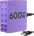 USB Charging Station (600W),12-Port USB C Charger Block with Dual 100W PD USB-C Fast Charging Station Hub for MacBook Pro/Air/All iPad Phone 17/16 15/14/13/Pro Max/Samsung Galaxy Note(Purple)