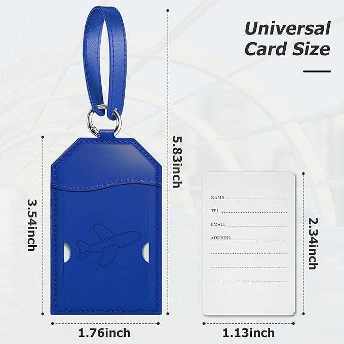 Mayski Luggage Tags for Suitcases 3 Pack Suitcase Bag Tags, TSA Approved, Metal Buckle, Bag Tags with Name ID Card Travel Essentials, Blue Airplane