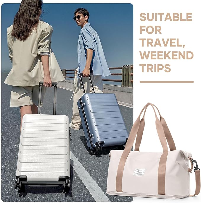 Travel Duffel Bag, Sports Tote Gym Bag, Shoulder Weekender Overnight Bag for Women
