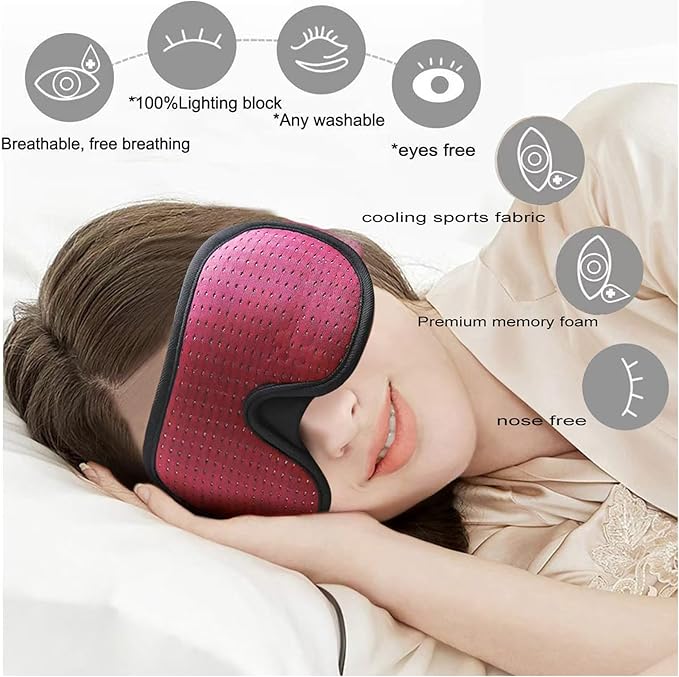 Sleep Mask for Men and Women 3D Contoured Eye Mask Patented Adjustable Light Blocking Night Mask for Sleeping (Green)