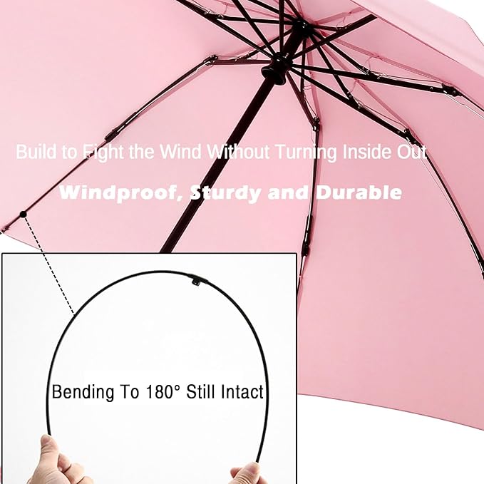 LANBRELLA Compact Reverse Folding Umbrella Auto Windproof Travel Umbrella