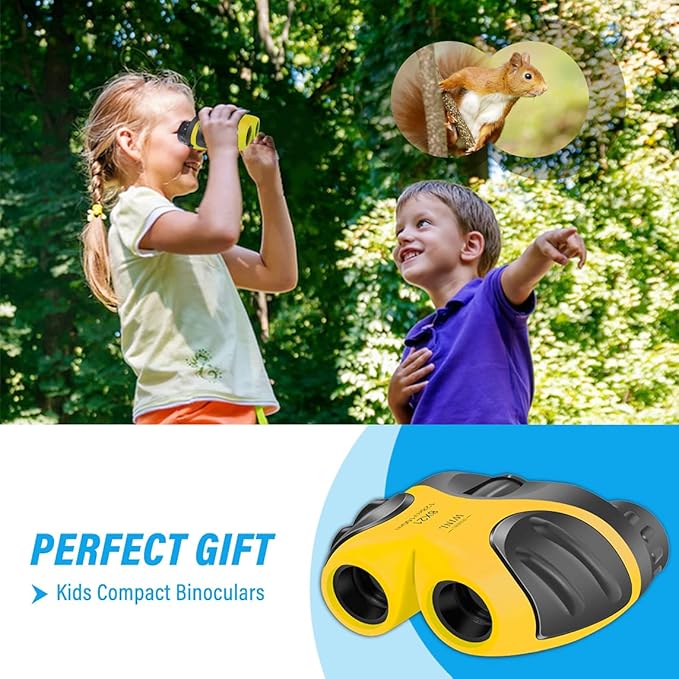 Toys for 4-5 Year Old Boys, VNVDFLM 8 X 21 Kids Binoculars for Children, Compact Telescope Boys Birthday Easter Gifts for 5-8 Years Old to Bird Watching &Scenery(Yellow)