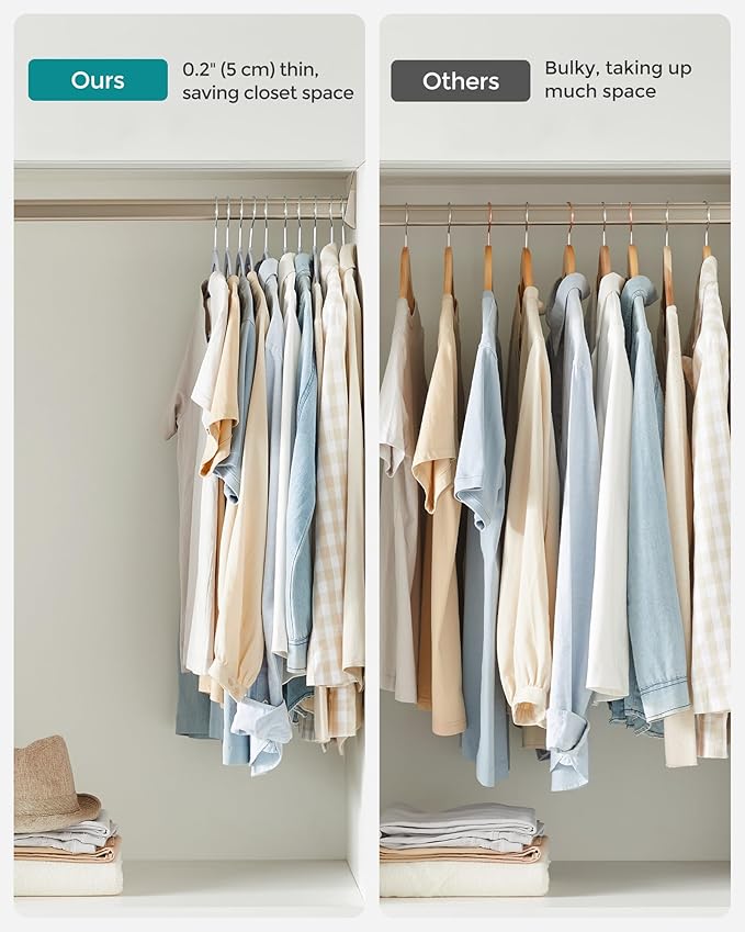 SONGMICS Clothes Hangers, Pack of 30 Plastic Coat Hangers, Space-Saving, Light Gray and Dark Gray UCRP30G