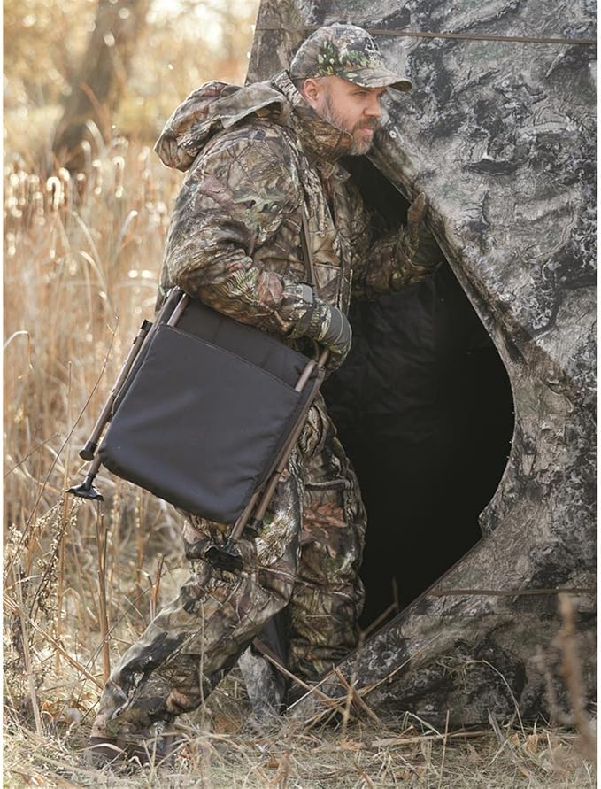 Guide Gear Huntrite 360 Swivel Hunting Blind Chair, 300 Pound Capacity, Folding, Lightweight, Portable, Padded Cushion Hunting Seat, Hunt Gear and Equipment, Black