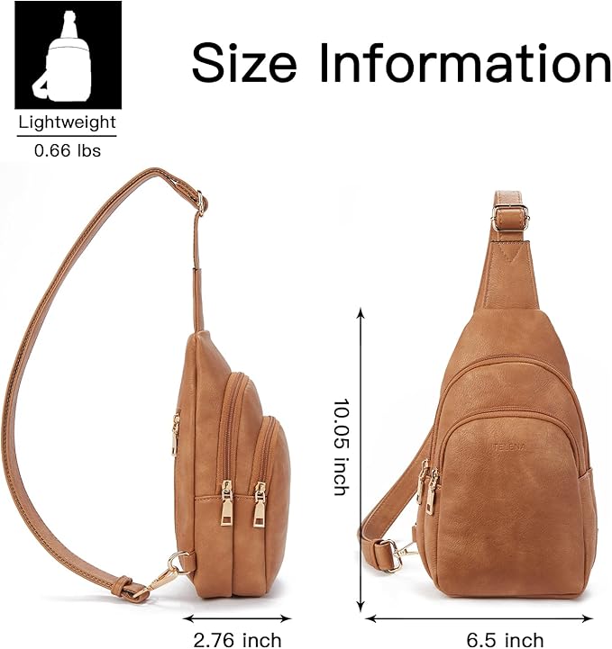Telena Small Sling Bag for Women Leather Crossbody Fanny Packs Chest Bag for Women