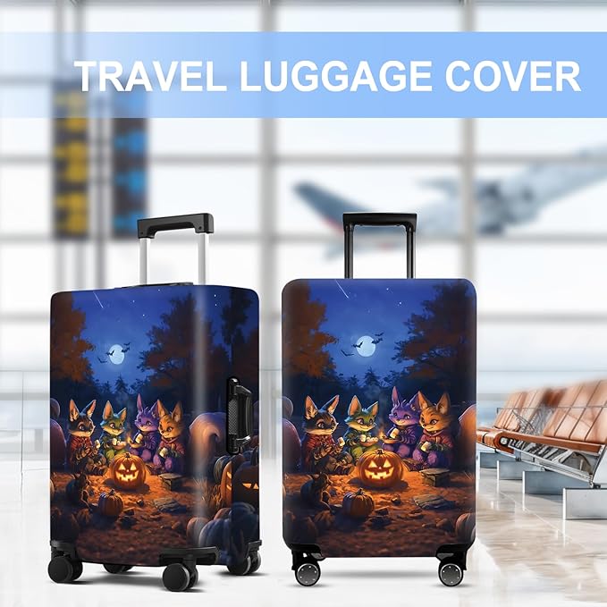 Halloween Luggage Cover Washable Suitcase Protector Anti-Scratch,Stretchable Fit for 20-34Inch Luggage Durable Travel Bag Cover with Zipper Closure (XL(32-34inch suitcase))