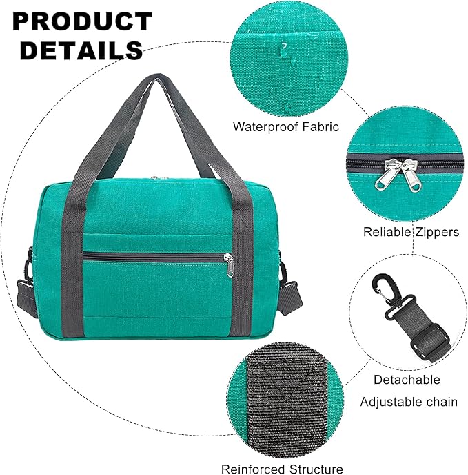 Foldable Carry on Luggage Bag 22x14x9 Personal Item Bag for Airplanes Travel Duffel Bag for Women and Men (40L, Teal)
