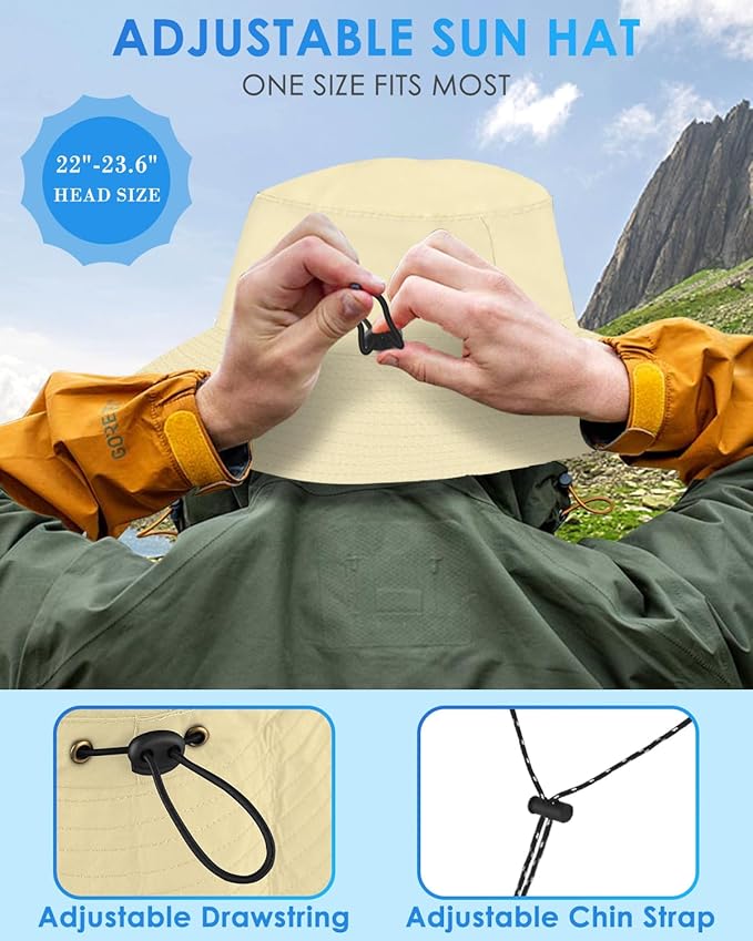 BROTOU Foldable Bucket Hats for Women/Men, UPF 50+ Wide Brim Sun Hat, Waterproof Fishing Cap with UV Protection