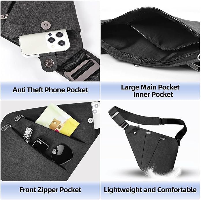 Anti Theft Crossbody Bag,Anti Theft Travel Bag for Women Men,Sling Crossbody Bag for Travel, Sport, Work