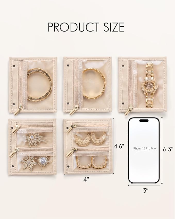 Vlando Jewelry Box for Girls Women,5 Pcs Jewelry Bags,Display Portability Jewelry Storage for Gem Diamond Necklaces Rings Earrings Bracelets(Small