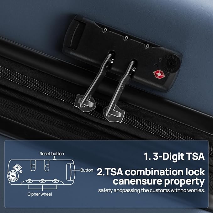 Carry on Luggage 22 X 14 X 9 Airline Approved, 20 Inch Luggage for 3-5 Days Travel, Double Spinner Wheels, 100% Hardshell PC, TSA Lock (09-Grey, Checked 28-Inch)
