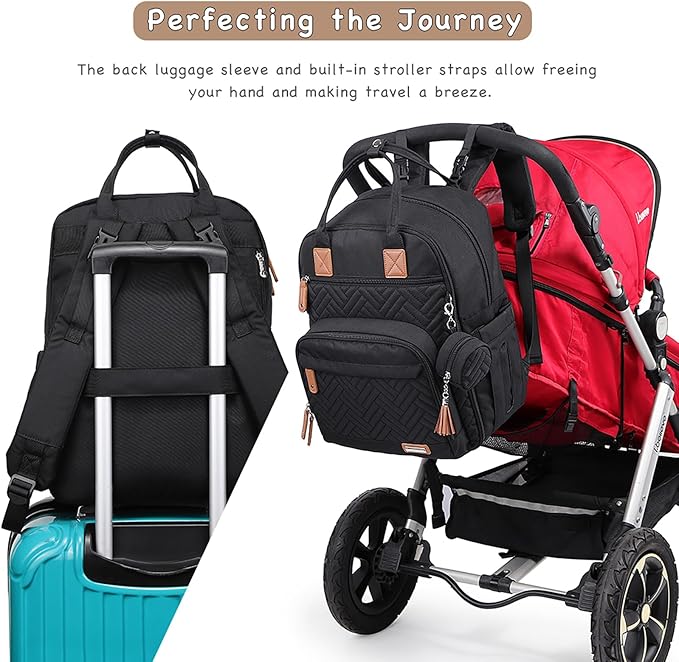 iniuniu Diaper Bag Backpack, 4 in 1 kit Large Unisex Baby Bags for Boys Girls, Waterproof Travel Back Pack with Diaper Pouch