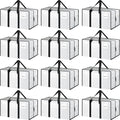 12 Pack Extra Heavy Duty Large Moving Bags with Strong Zipper & Comfortable Handles, Sturdy & Durable Clothes Storage Bags Totes Bins, Packing Moving Boxes for College Supplies, White