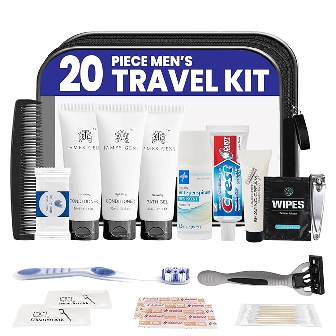 Trektote Travel Toiletry Kit for Men and Women – 20 Piece Set of Travel Size Toiletries, TSA Compliant, Includes Shampoo and Conditioner, Body Wash, Toiletry Bag & More (Pack of 3)