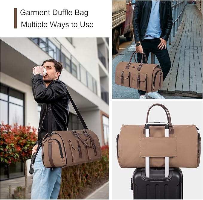 Modoker Garment Convertible Weekender Bag,Carry on Canvas Garment Duffle Bag Heavy Duty Overnight Bags for Men Women