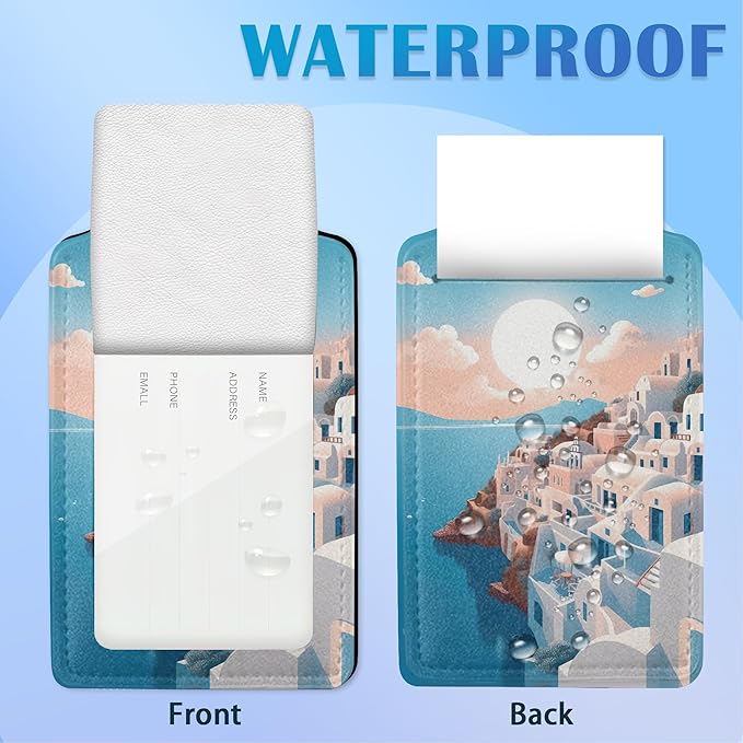 Greek Island Sunset Landscape On The Sea Luggage Tags for Suitcases, 2 Pack Cute PU Leather Suitcase Tag Identifiers with Address Card for Baggage Tag