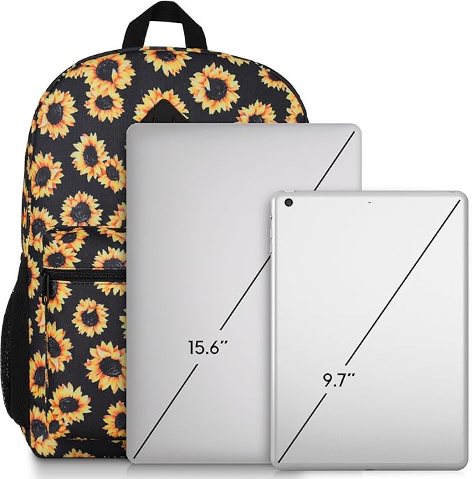 School Backpack,Sunflower Bookbag Men and Teen Boy Schoolbag with USB Charging Port for High School College Office Work Travel