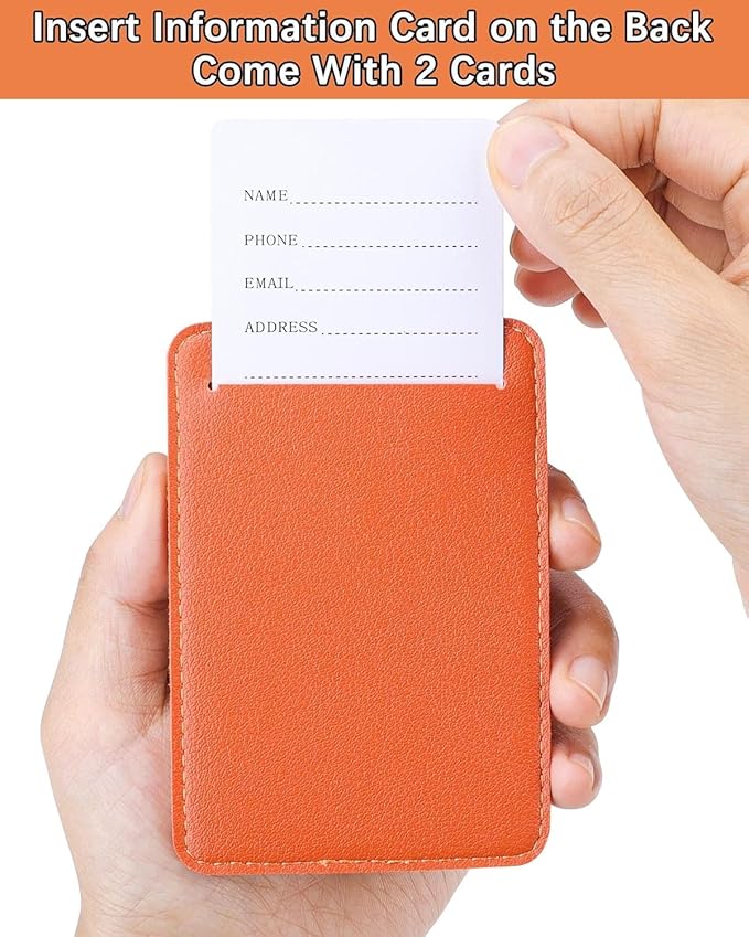 Teskyer Luggage Tags for Suitcases, TSA Approved with Privacy Protection Cover, Premium Faux Leather Bag Tags for Travel - 4 Pack, Orange