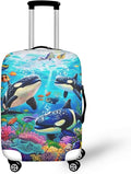 Killer Whale Luggage Cover Elastic Universal Luggage Covers for Suitcase Fit 18-21 Inch Zip Closure Suitcase Cover Protector for Travel Business Anti-Scratch Baggage Covers Case