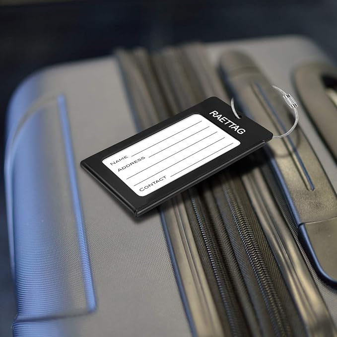 Luggage Tags Metal Suitcase Tags Travel Bag ID Identifier Luggage Tag (Black 2-Pack)