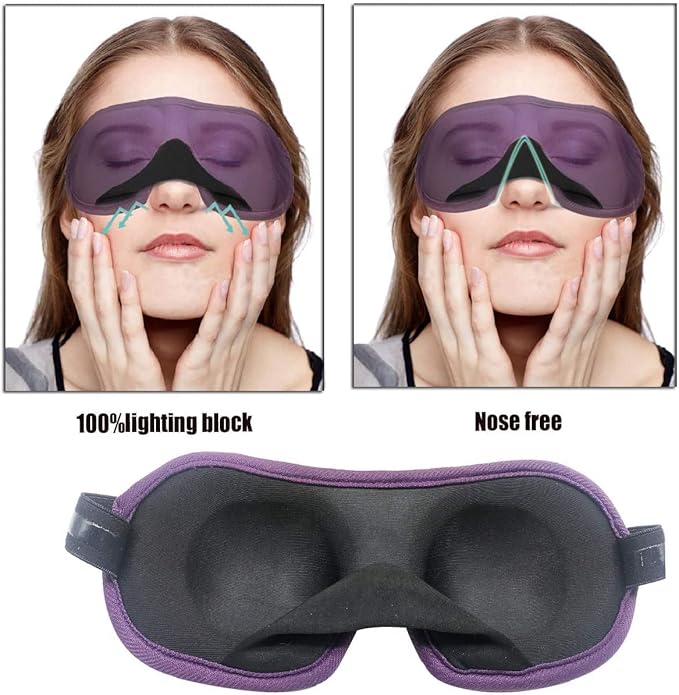 3D Eye mask for Sleeping,Machine Washable, Sleep Mask for Women, Blinder Blindfold Airplane(Black+Rose)
