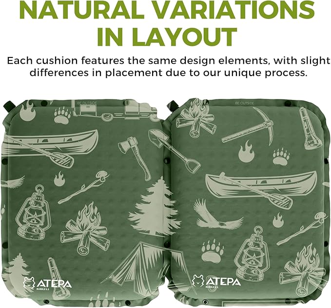 ATEPA Inflatable Stadium Seat Cushion, Self-Inflating Memory Foam Stadium Seats Bleacher Seat Chair Cushion Pad for Airplane Travel Backpacking Sports Events