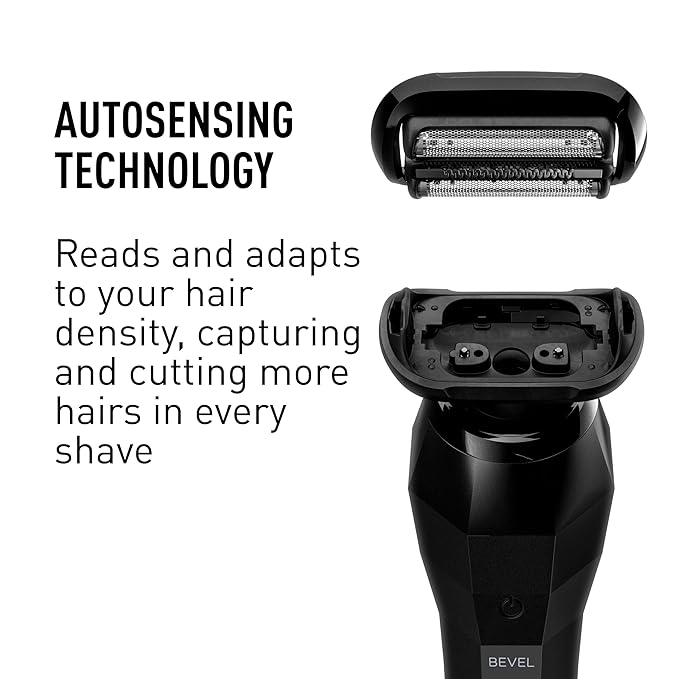 Bevel Electric Shaver for Men, Mens Foil Shavers for face, Wet & Dry Shave, Waterproof, Fast Charging, Cordless Rechargeable, Black