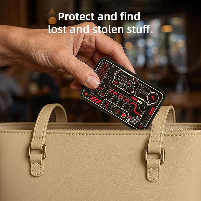 MFish Wallet Tracker Card, GPS Bluetooth Tracker, Air-Tag Works with Apple Find My (iOS Only), Solar-Powered Smart Card Wallet Finder, Item Locator for Backpack, Luggage Tags, Passports, Keys