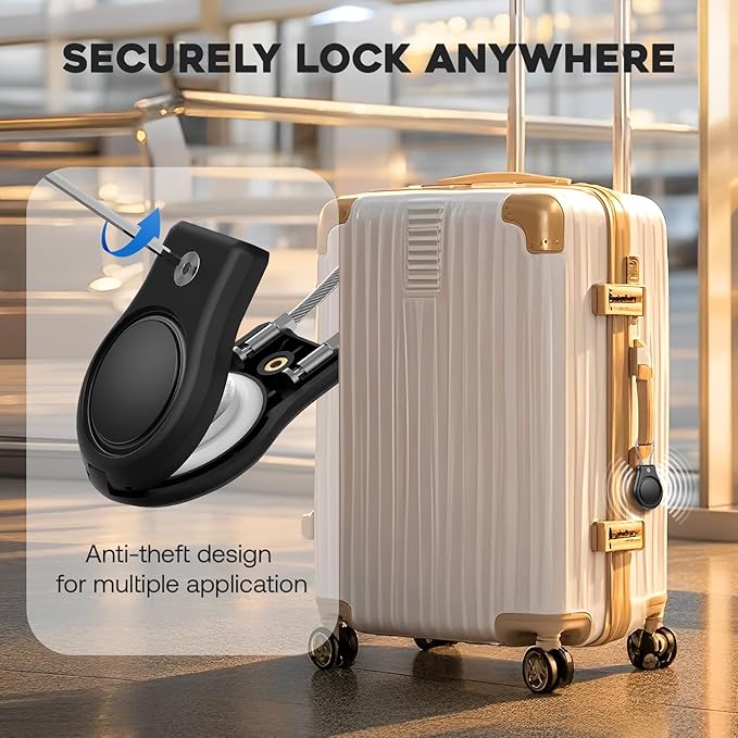 Waterproof AirTag Keychain Holder, Air tag Lock Case with Wire Cable Compatible with Apple AirTags, Durable & Secure Anti-Lost Protective Case with Keyring for Backpack, Key, Luggage (4 Pack)