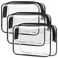 Clear Toiletry Bag, 3 Packs TSA Approved Water resistant Travel Organizer, Airport Airline Travel Essential Carry On Makeup Cosmetic Bags for Women, Black - 3 packs